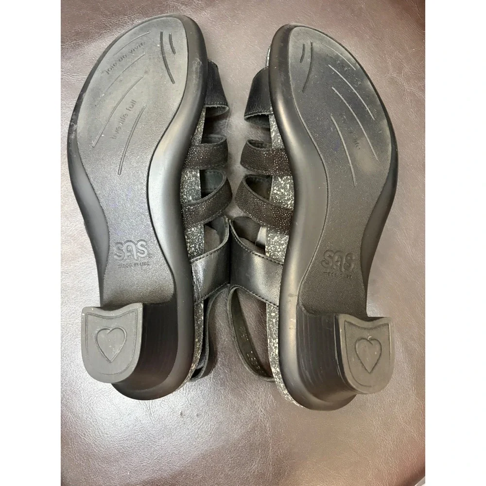 SAS Tripad Allegro comfort Black Leather Strappy Sandals Womens 8.5M